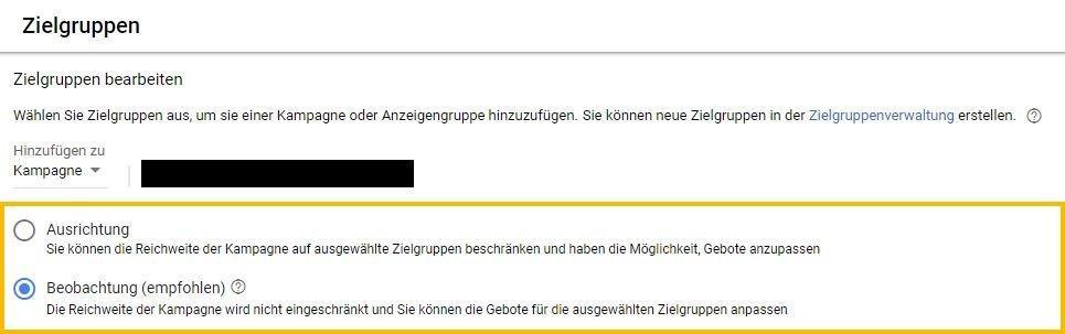 Grafik Remarketing Lists - Zielgruppenverwaltung