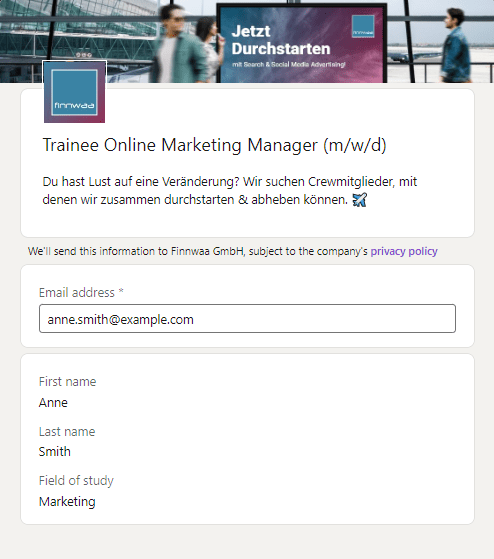 Screenshot - Formular einer Lead Ad