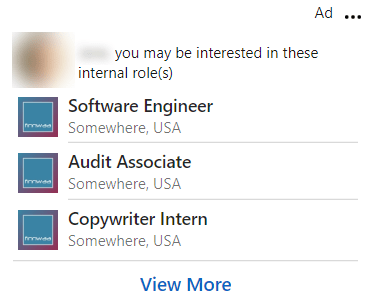 Screenshot - Stellenanzeige mit mehreren Jobvorschlägen