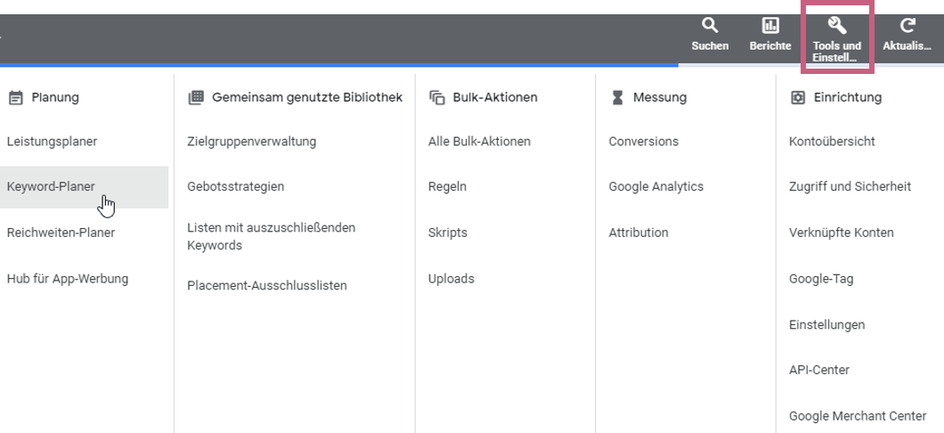Grafik - Keyword-Planer