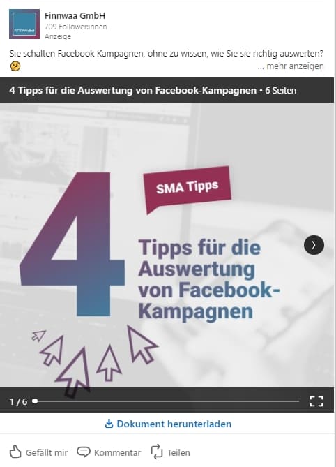 LinkedIn Document Ads LinkedIn Ads Formate Überblick: LinkedIn Document Ads