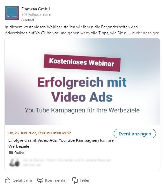 LinkedIn Event Ads LinkedIn Ads Formate Überblick: LinkedIn Event Ads