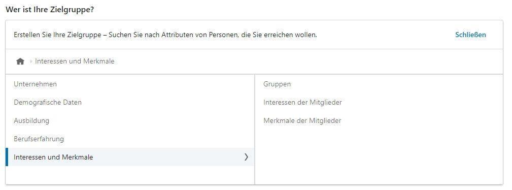 LinkedIn Targeting: LinkedIn Ads Kampagnenmanager Interessen und Merkmale